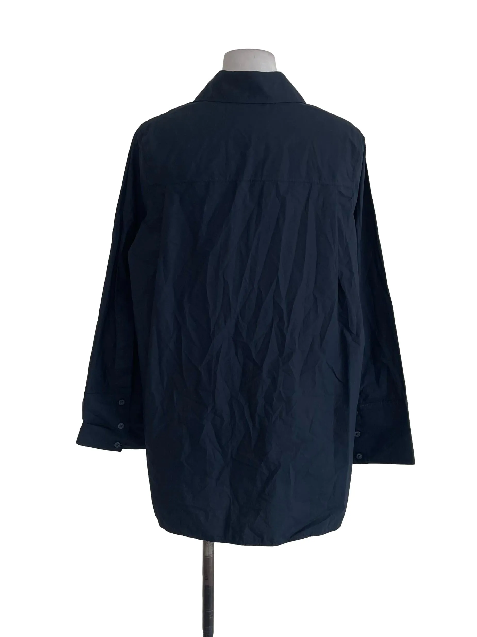 Black Button Down Wide Sleeves Shirt