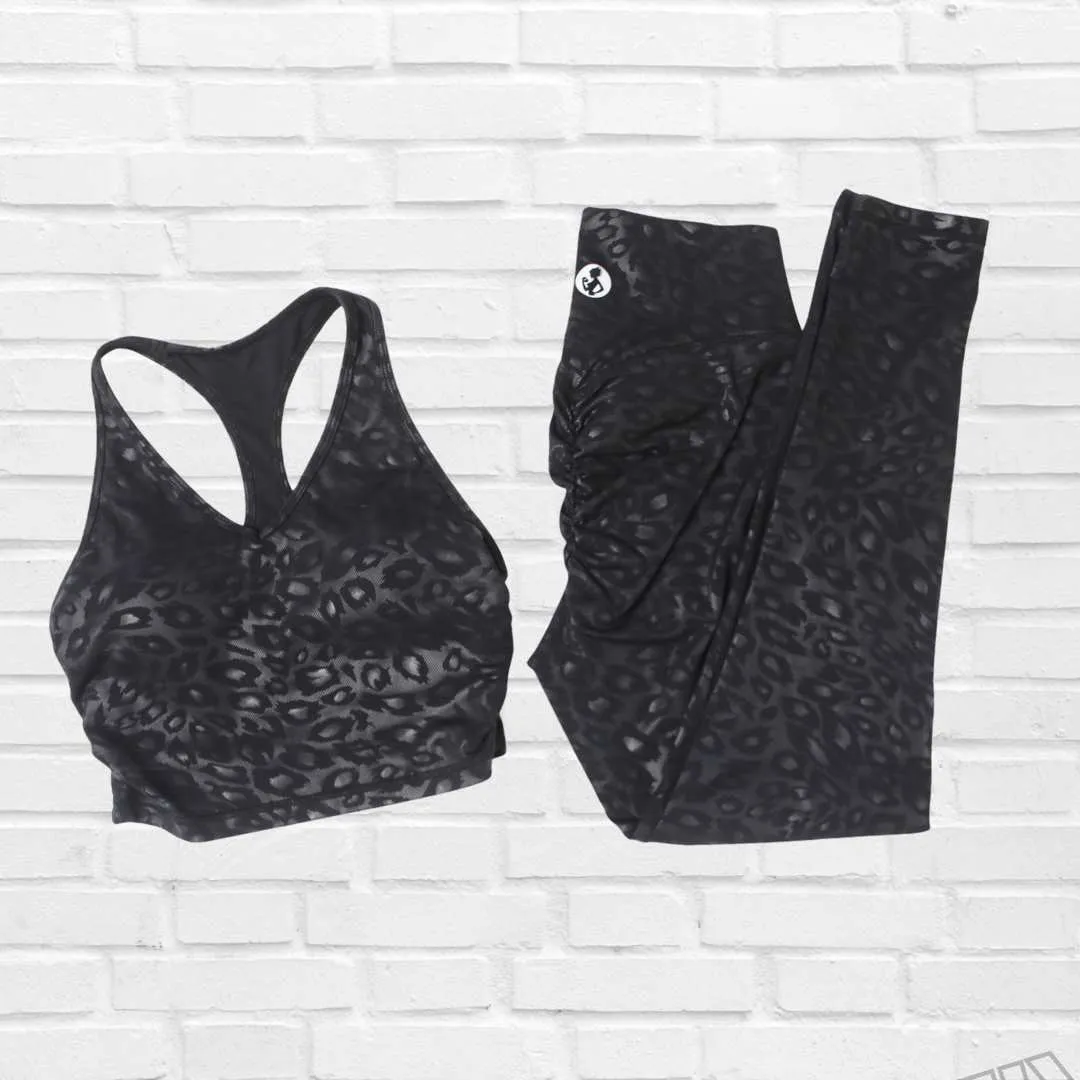 BLACK CHEETAH SCRUNCH LEGGINGS