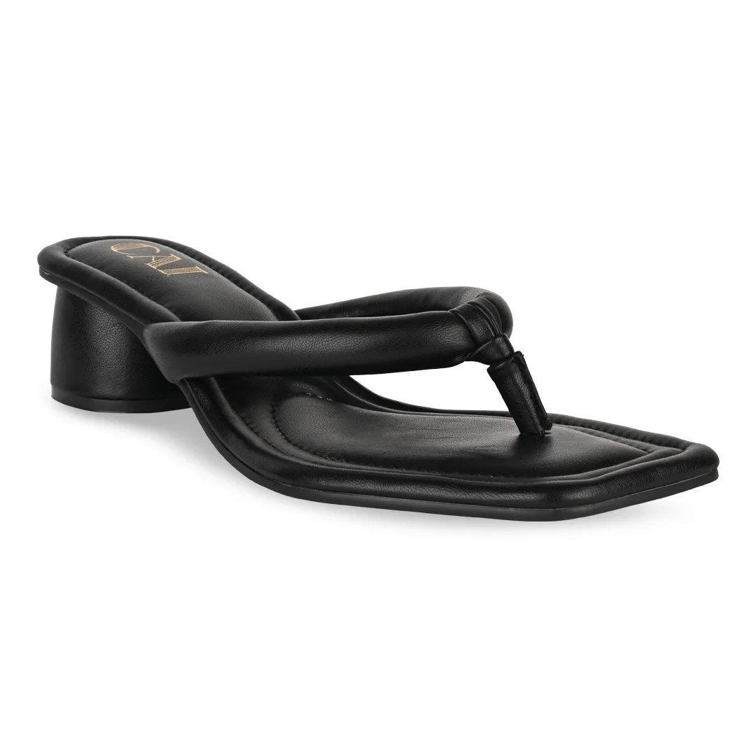 Black Cushy Thong Heels