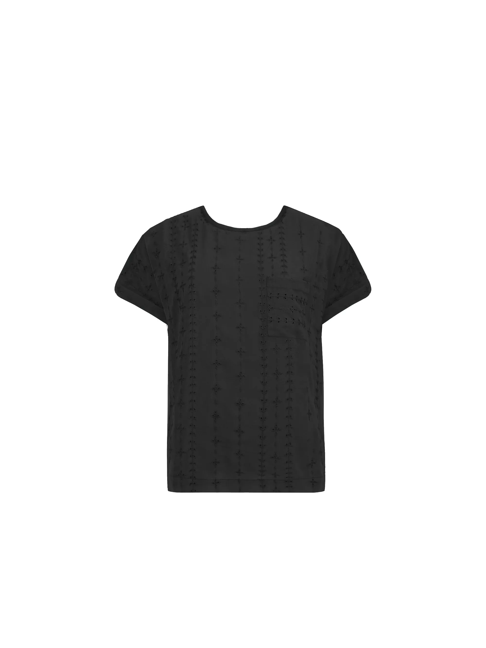 Black Embroidered Pocket Front T Shirt