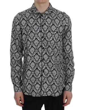 Black Floral Print Silk Pajama Shirt