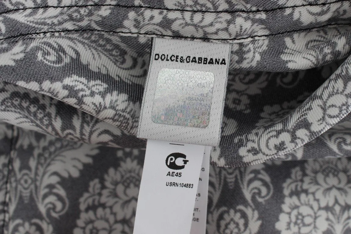 Black Floral Print Silk Pajama Shirt