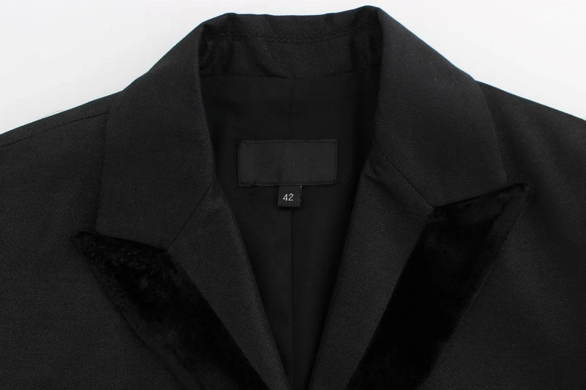 Black One Button Three Piece Suit