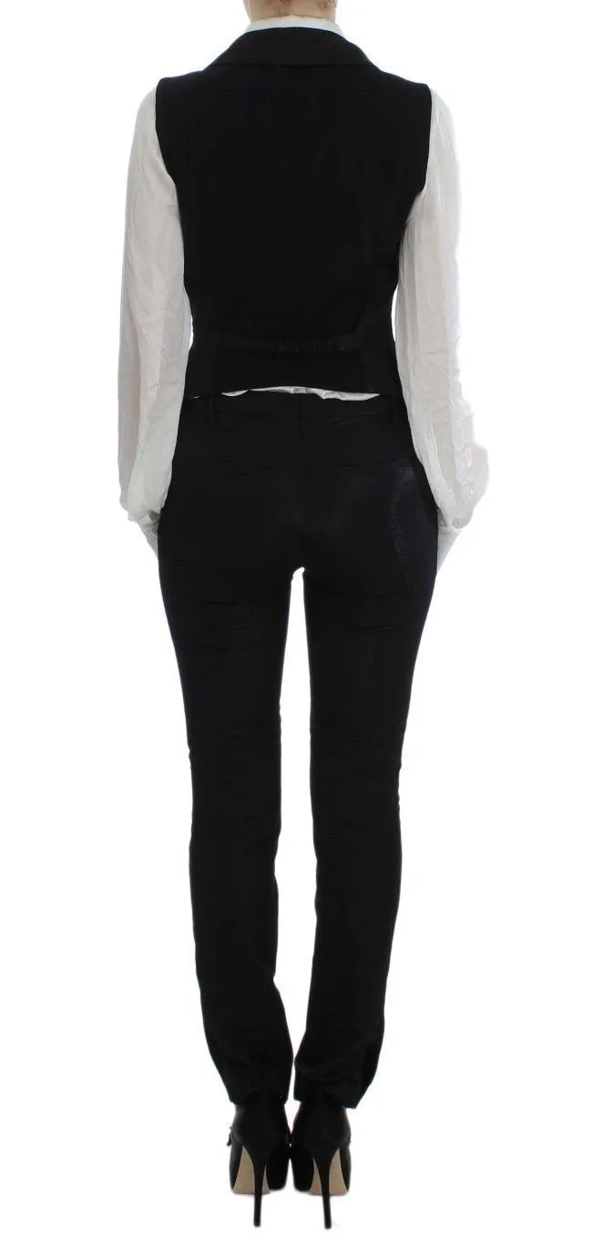 Black One Button Three Piece Suit