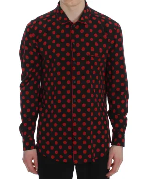 Black Red Polka SILK Sleepwear Shirt
