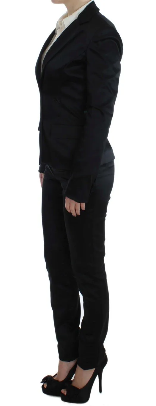 Black Stretch Two Button Suit