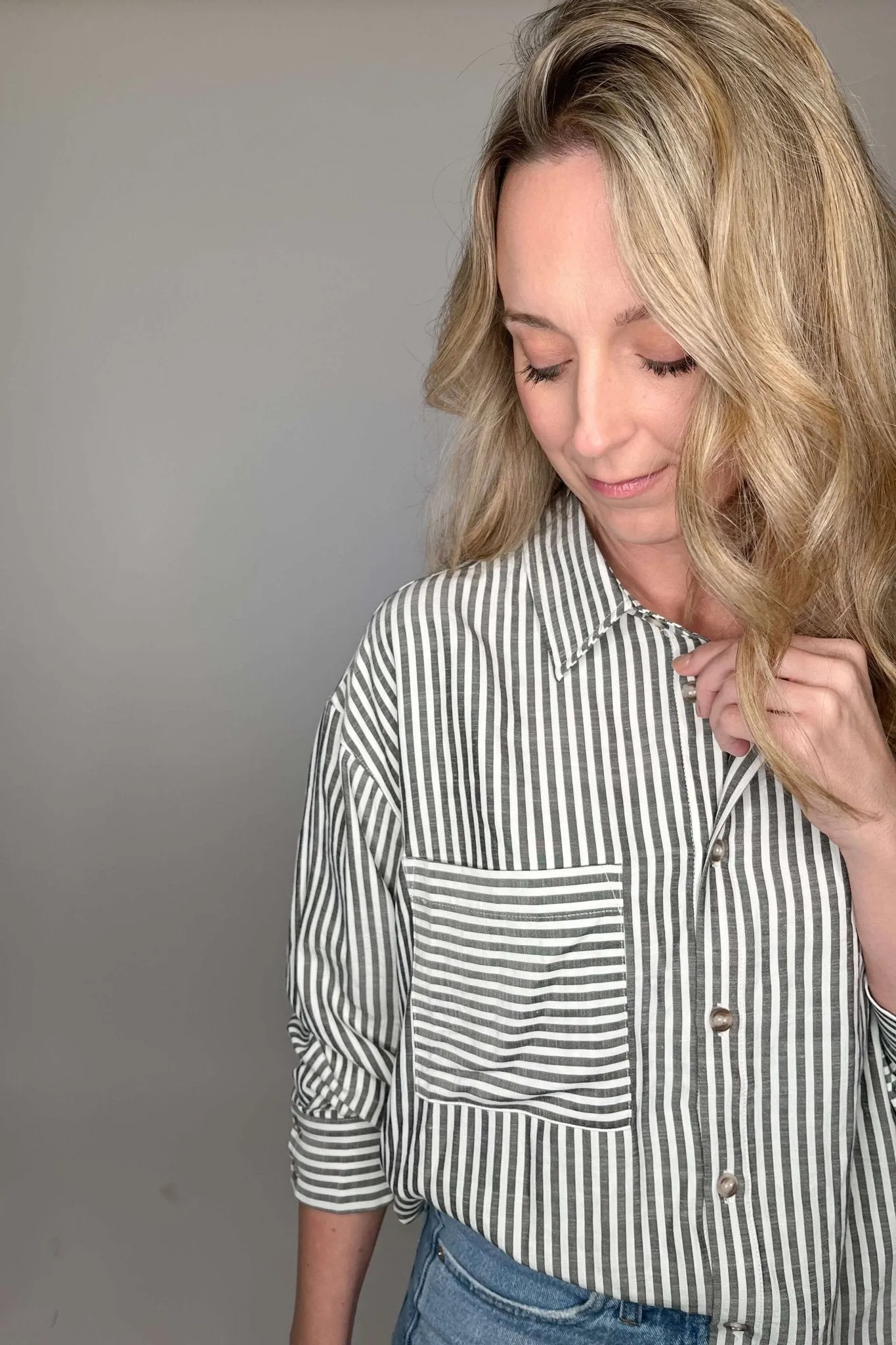Black Striped Classic Button up Shirt