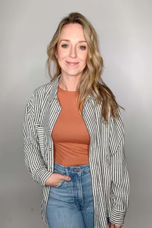 Black Striped Classic Button up Shirt