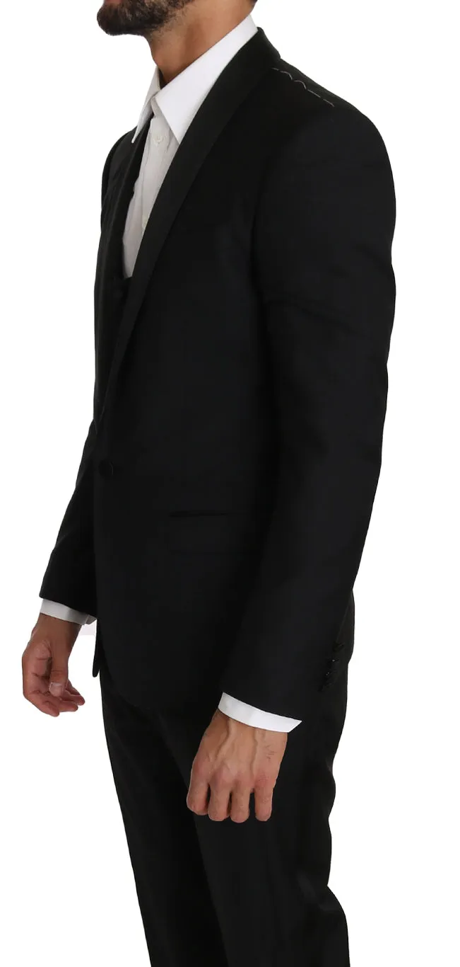 Black Wool MARTINI 3 Piece Slim Suit