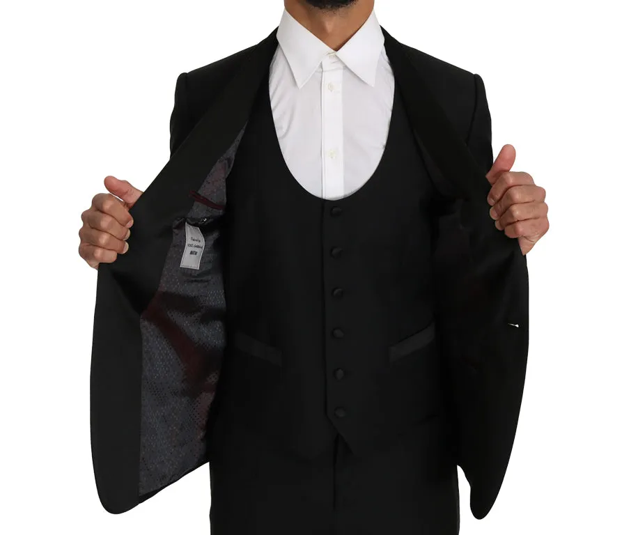 Black Wool MARTINI 3 Piece Slim Suit