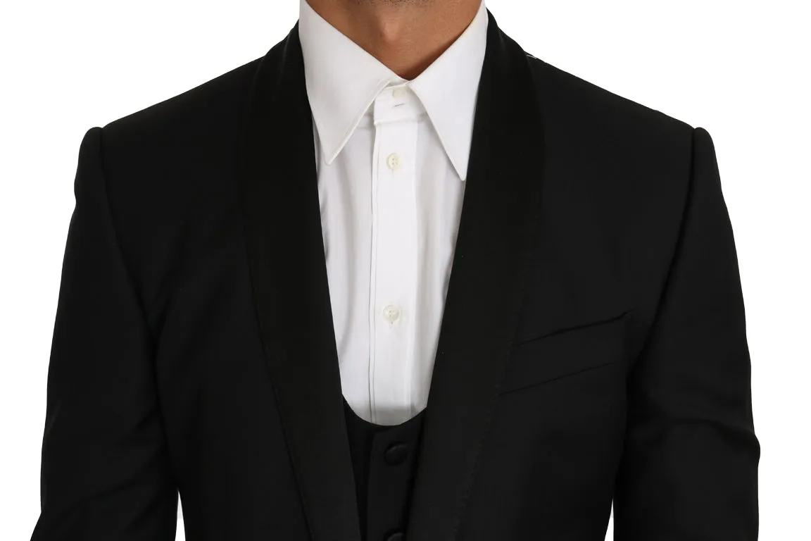 Black Wool MARTINI 3 Piece Slim Suit