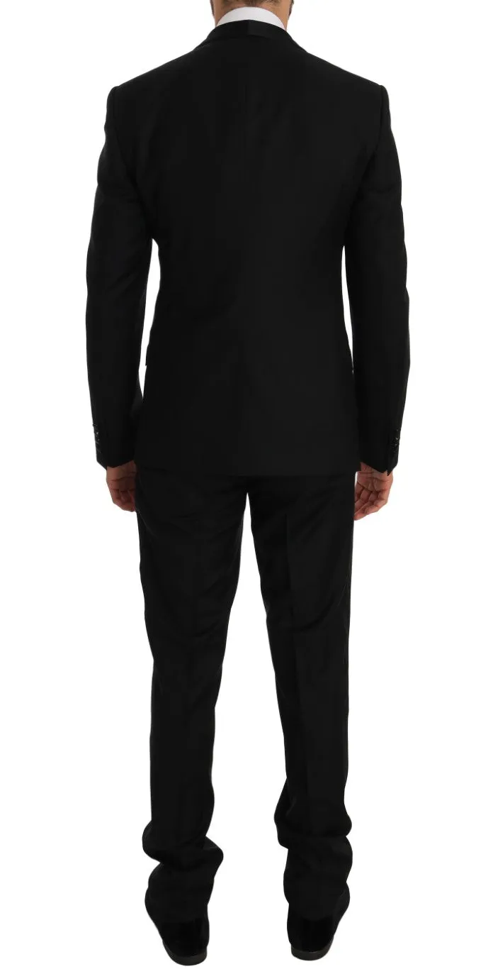 Black Wool Silk MARTINI Slim Smoking Suit