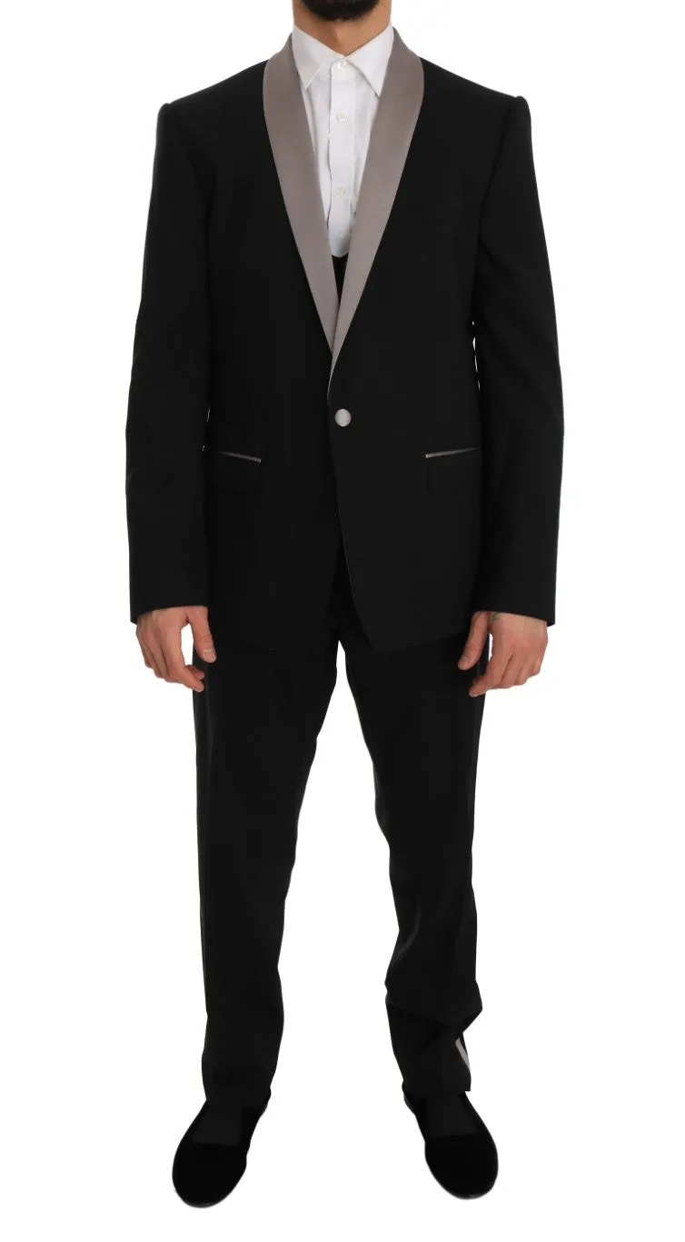 Black Wool Silk MARTINI Slim Smoking Suit