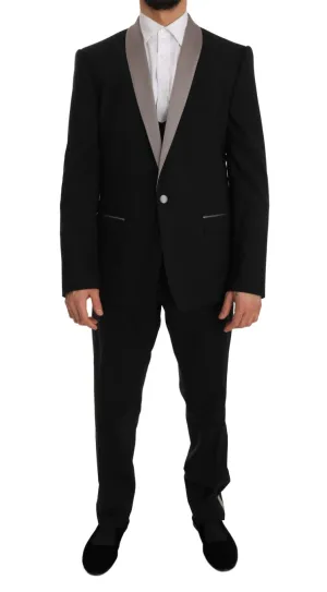 Black Wool Silk MARTINI Slim Smoking Suit