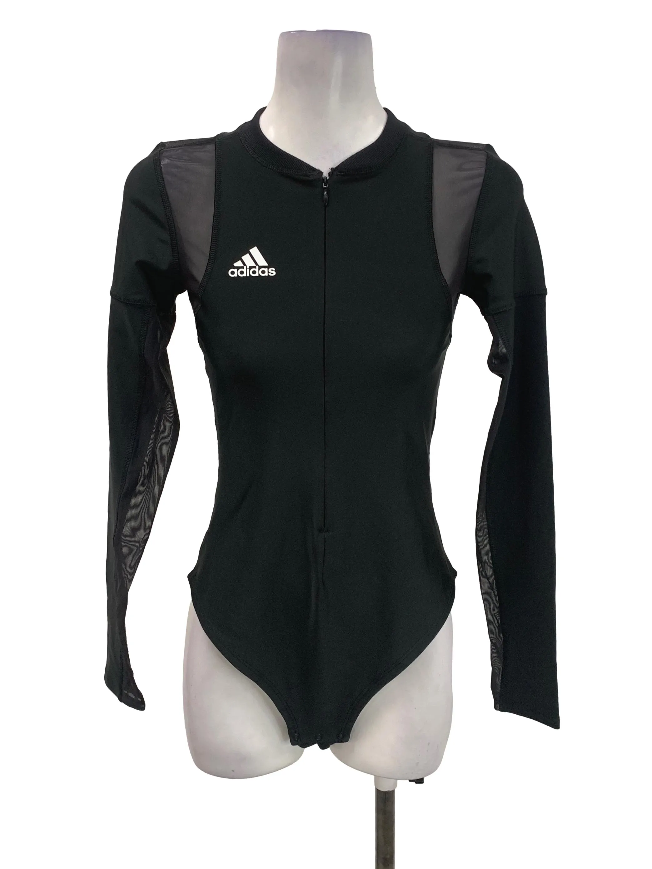Black Zip Up Mesh Bodysuit