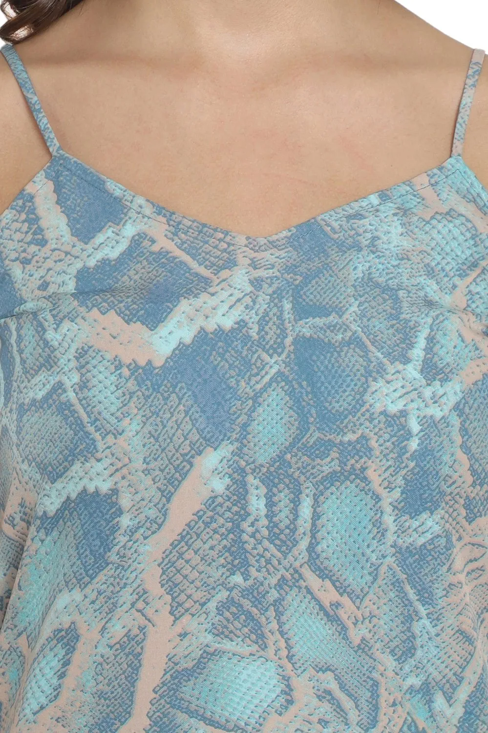 Blue color Abstract Printed Georgette Nightdress With Robe