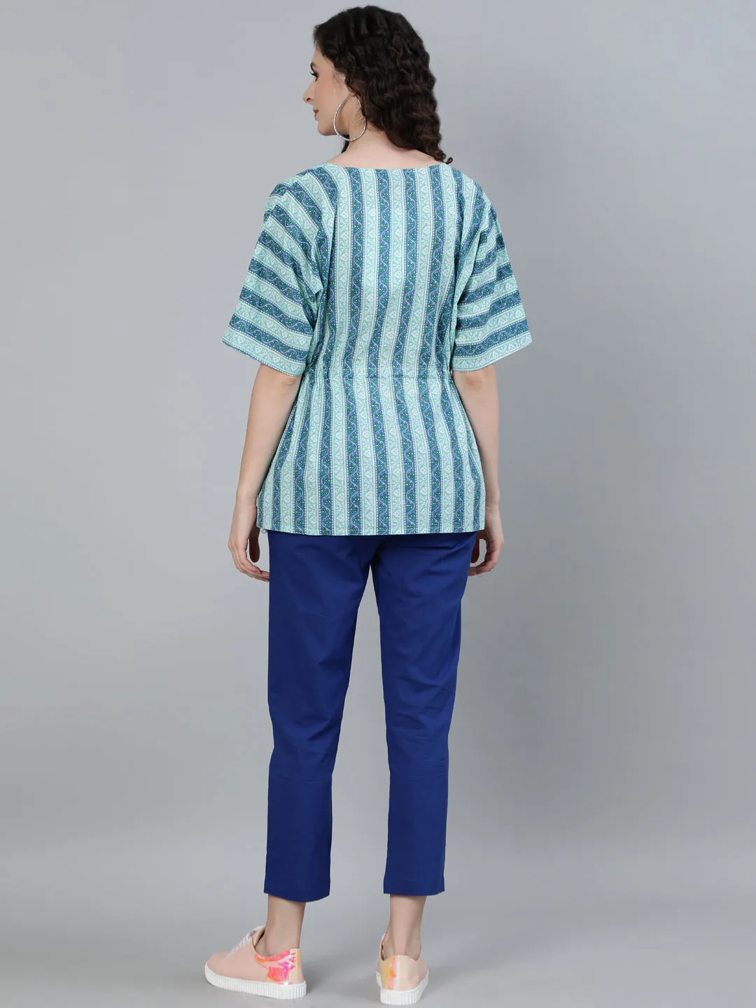 Blue Coloured Sleepwear Consist Of Short Kaftan & Pyajama