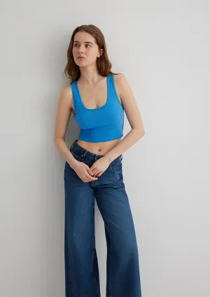 Blue Crop Basic Tank Top
