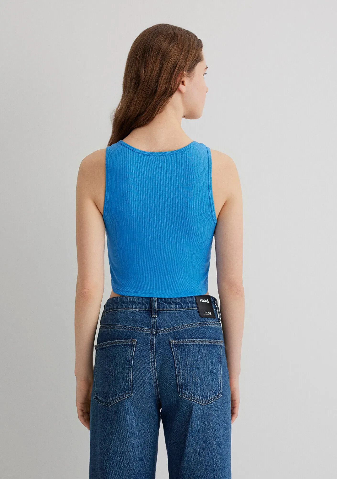 Blue Crop Basic Tank Top