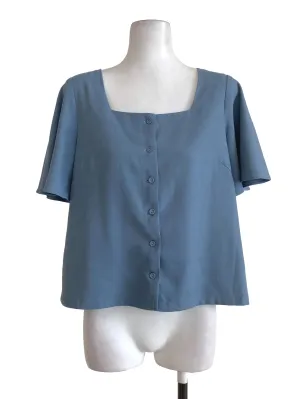 Blue Gray Button Down Blouse