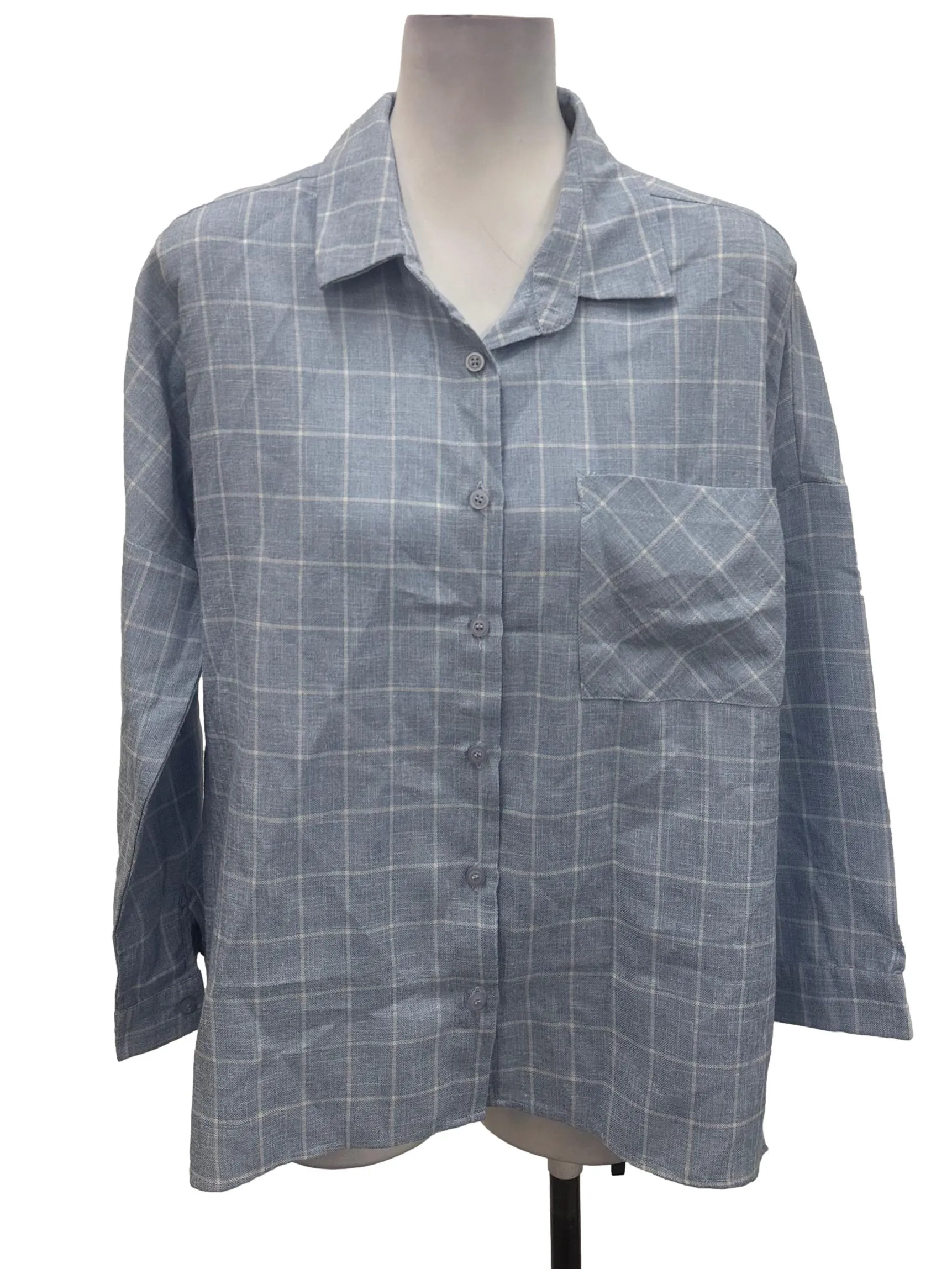 Blue Grid Button Down Shirt