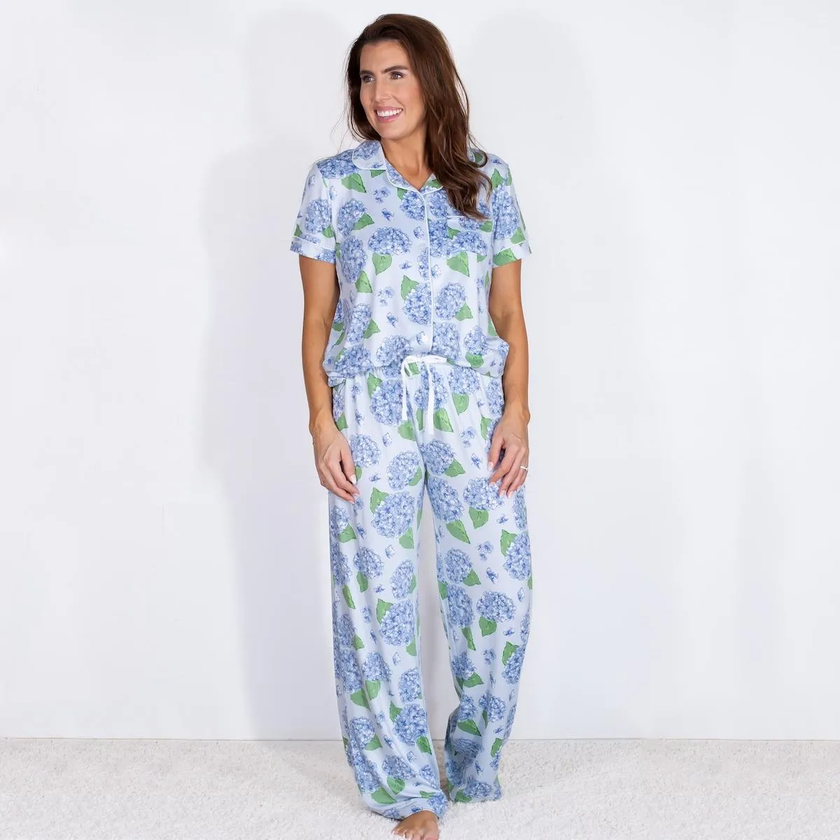 Blue Hydrangea Pajama Set