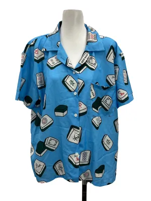 Blue Mahjong Button Down Shirt
