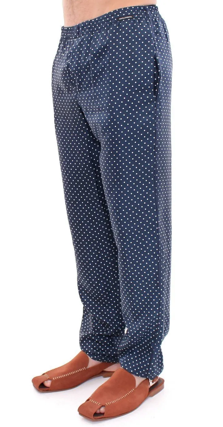 Blue Polka Dot SILK Pajama Pants Sleepwear