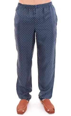 Blue Polka Dot SILK Pajama Pants Sleepwear