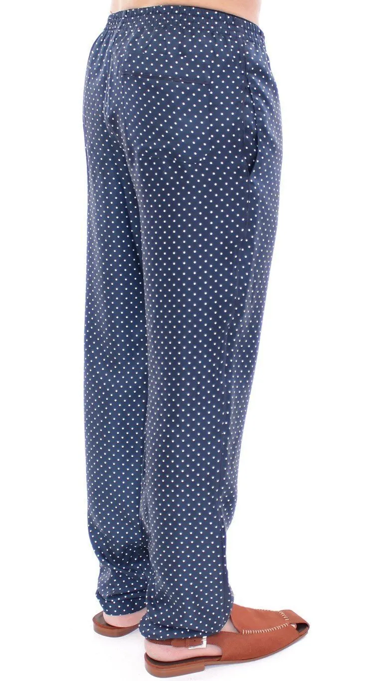 Blue Polka Dot SILK Pajama Pants Sleepwear