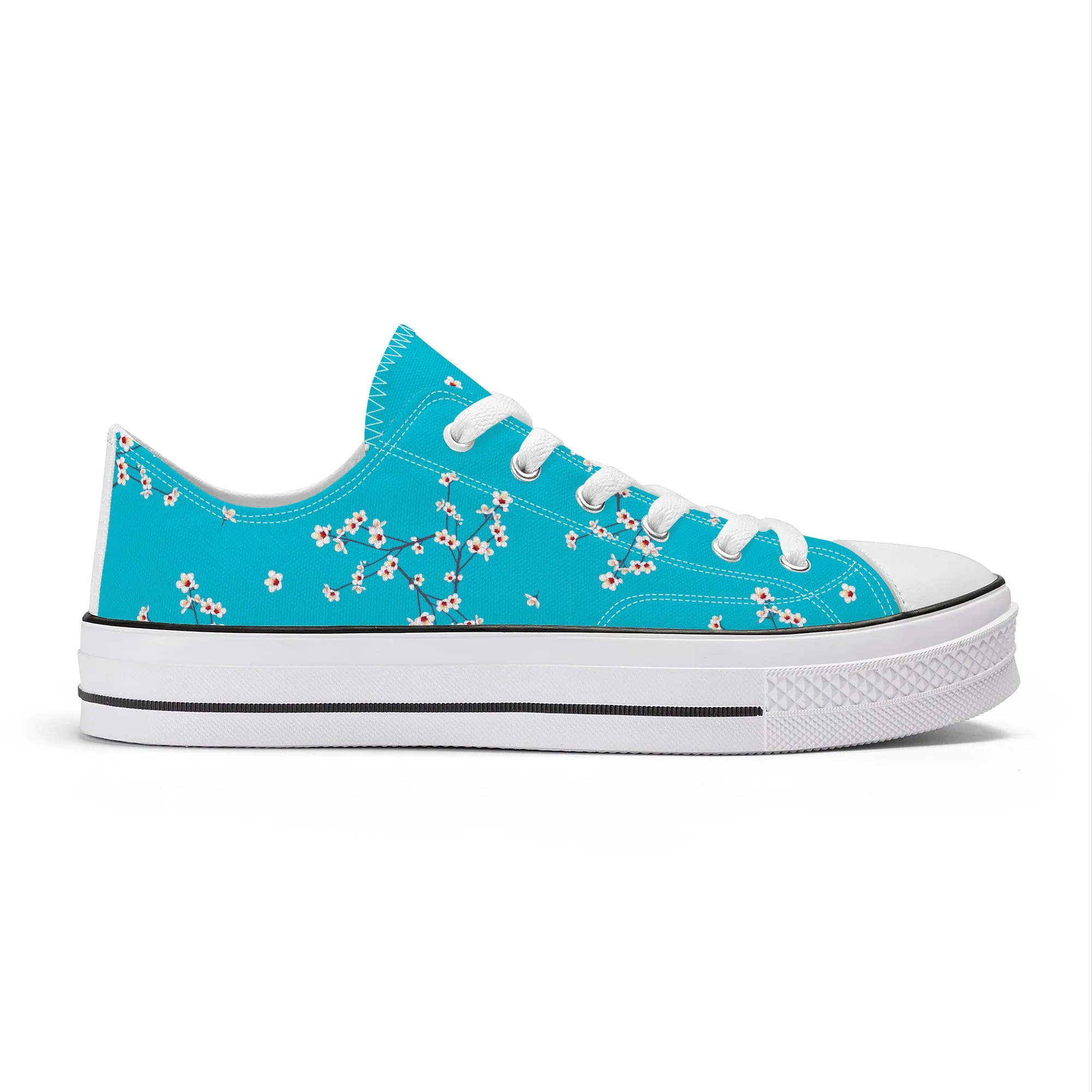 Blue Sakura Buds Low Top Canvas Shoes