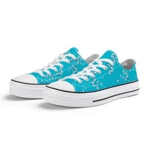 Blue Sakura Buds Low Top Canvas Shoes