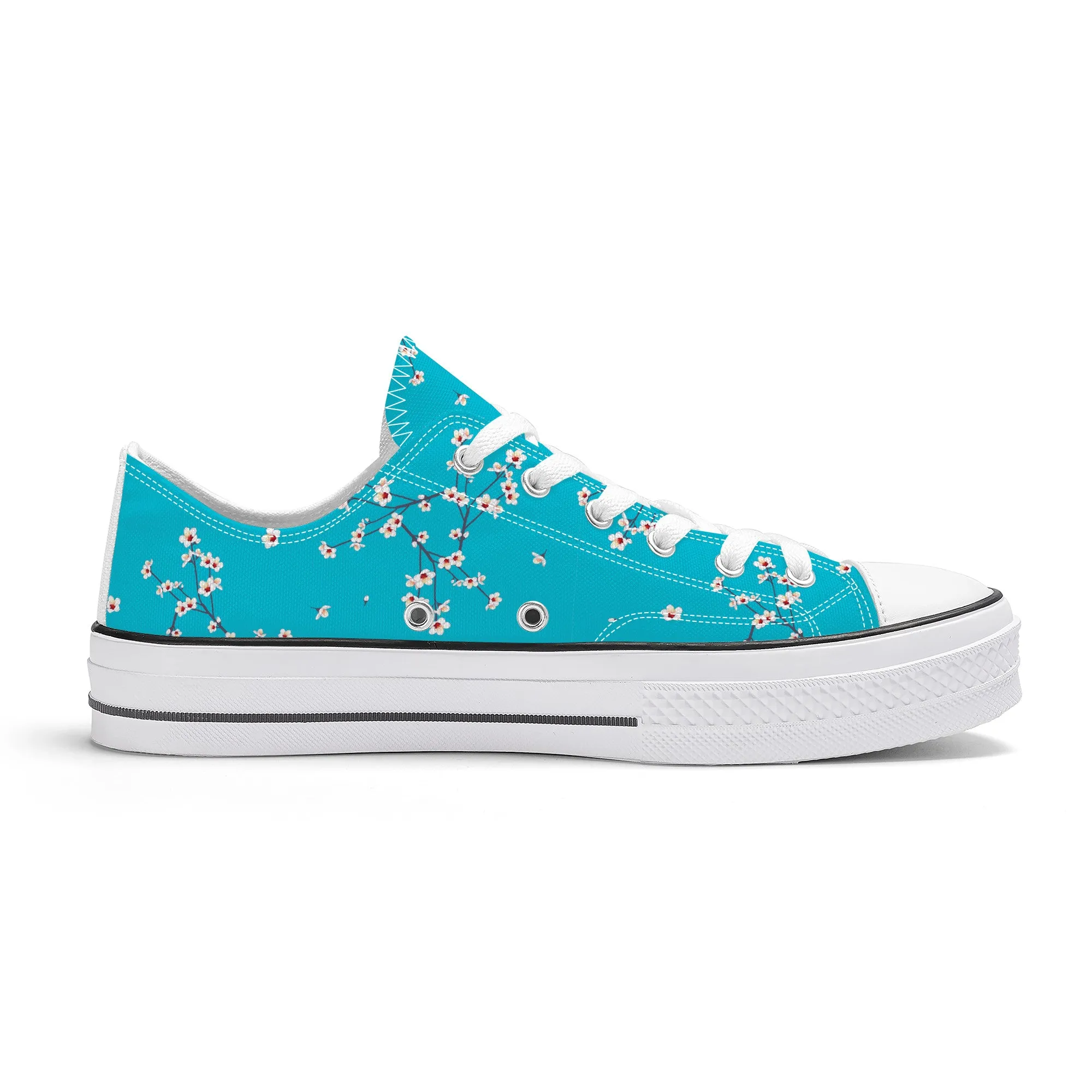 Blue Sakura Buds Low Top Canvas Shoes