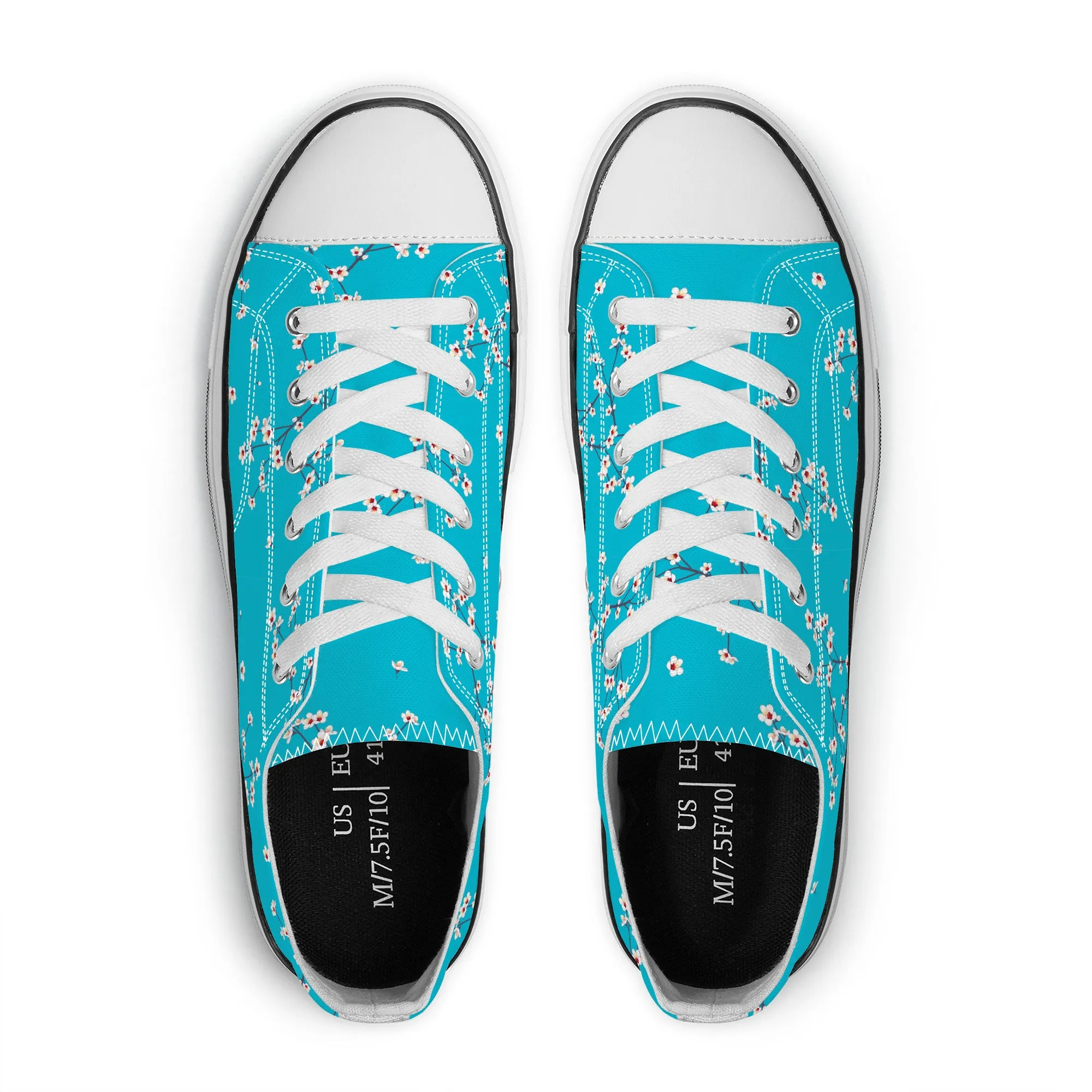 Blue Sakura Buds Low Top Canvas Shoes