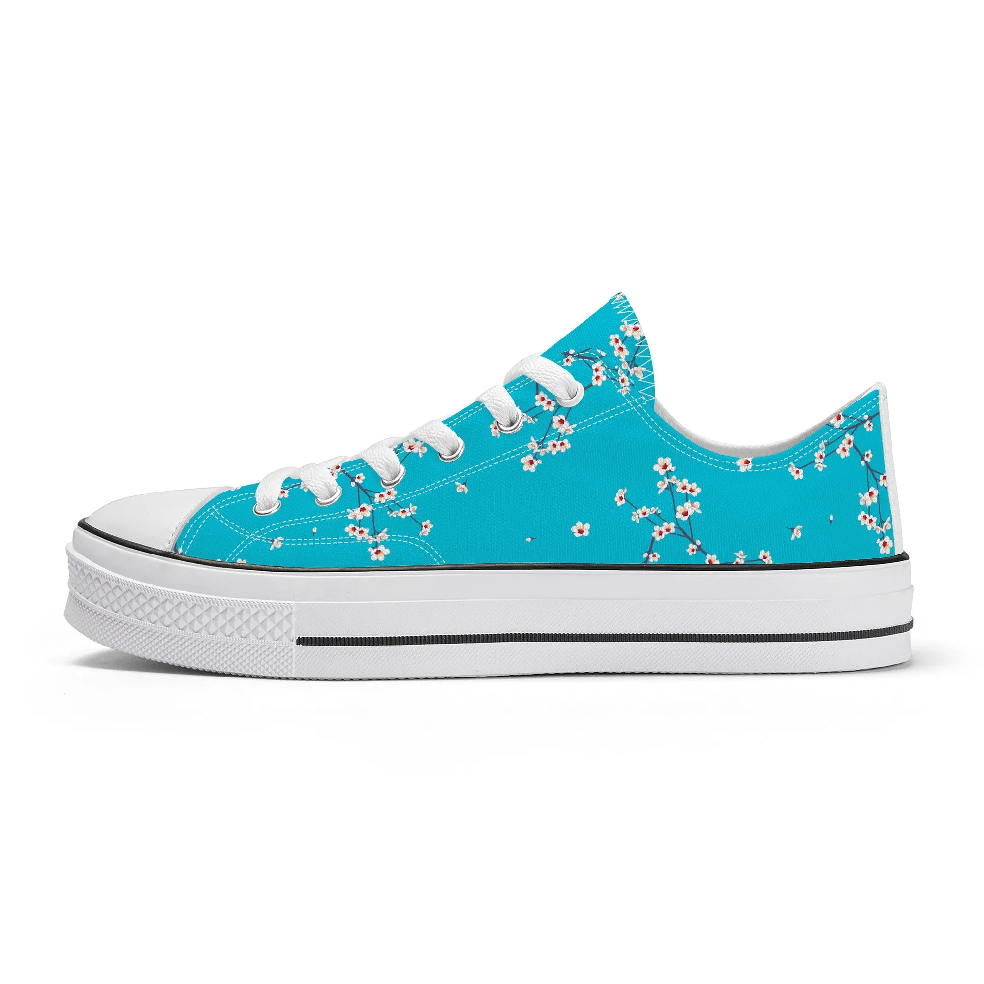 Blue Sakura Buds Low Top Canvas Shoes