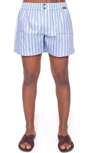 Blue Striped SILK Pajama Shorts Sleepwear