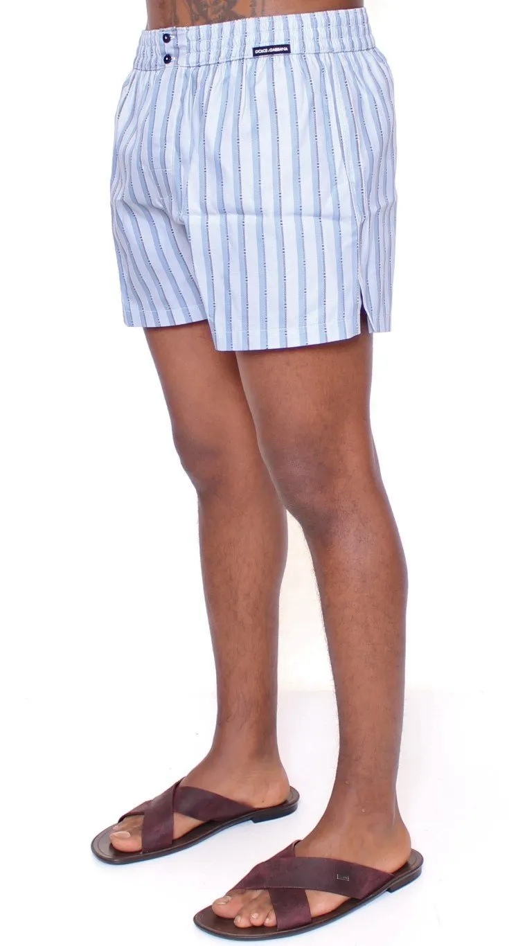 Blue Striped SILK Pajama Shorts Sleepwear