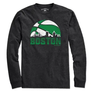 Boston Basketball Skyline T-Shirt | Charcoal / Long Sleeve / 2XL