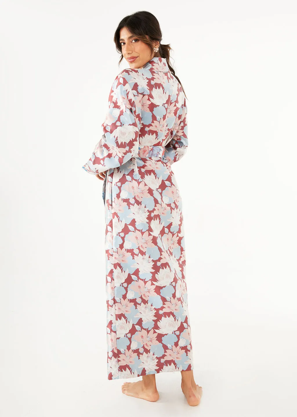 Bridget Robe Red Floral Silhouette Jacquard
