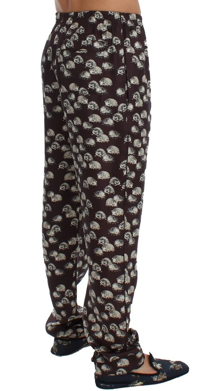 Brown Hedgehog SILK Pajama Lounge Pants