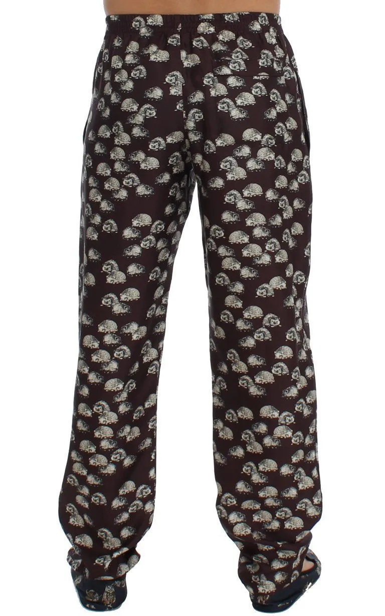 Brown Hedgehog SILK Pajama Lounge Pants