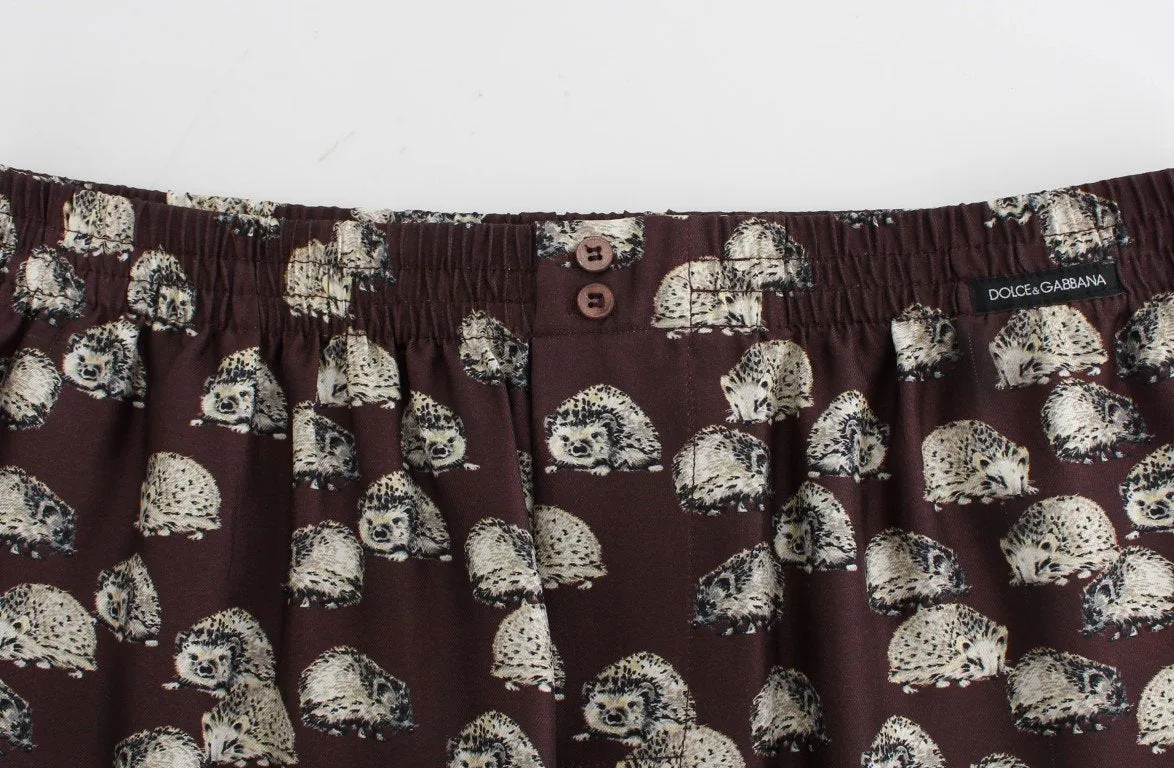 Brown Hedgehog SILK Pajama Lounge Pants