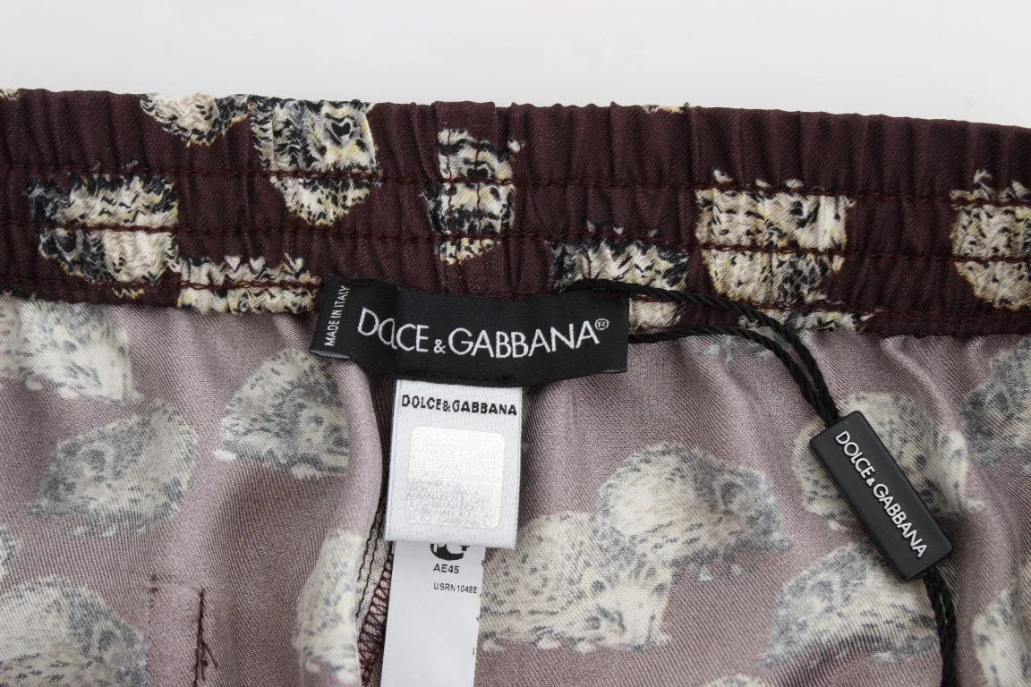 Brown Hedgehog SILK Pajama Lounge Pants