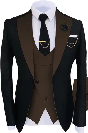 Brown Three Piece Shawl Lapel Prom Suit