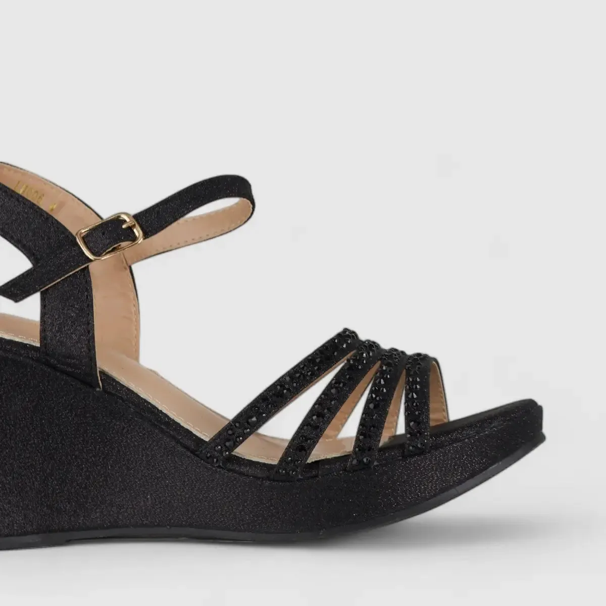 Bulbul Wedge Evening Sandal Black LU006
