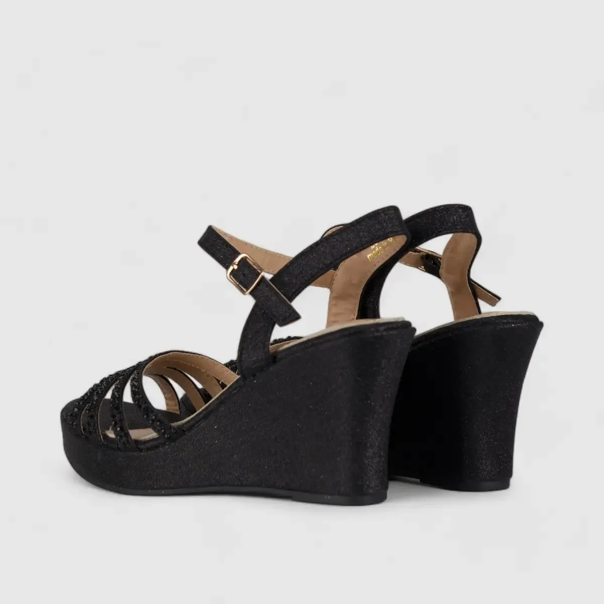 Bulbul Wedge Evening Sandal Black LU006