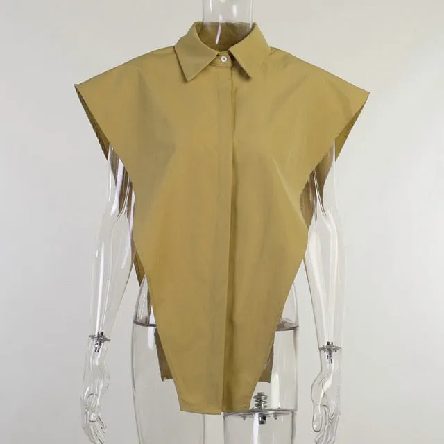 Button Up Shirt Women Crop Tops Summer Sleeveless Loose Casual Blouses