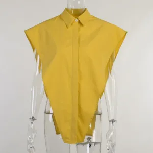 Button Up Shirt Women Crop Tops Summer Sleeveless Loose Casual Blouses