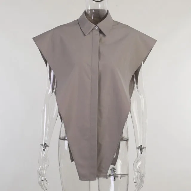 Button Up Shirt Women Crop Tops Summer Sleeveless Loose Casual Blouses