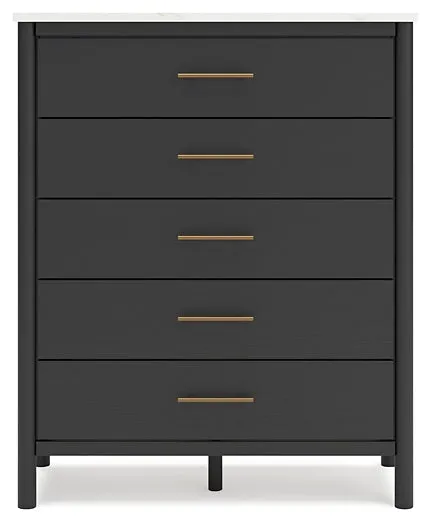 Cadmori Queen Upholstered Bed with Mirrored Dresser, Chest and Nightstand